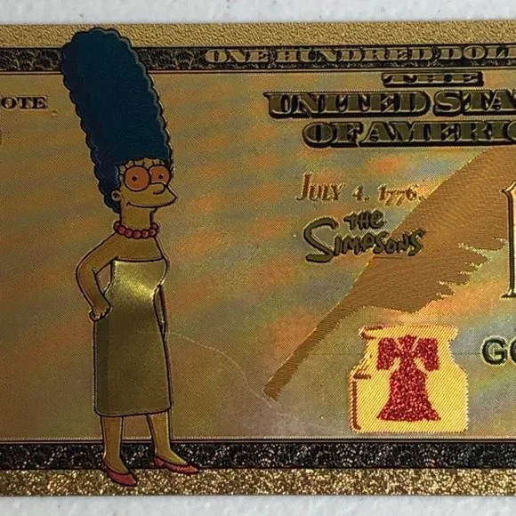 Marge Simpson Gold Bank Note Novelty Souvenir Collectible Simpsons Cartoon - Picture 3 of 8